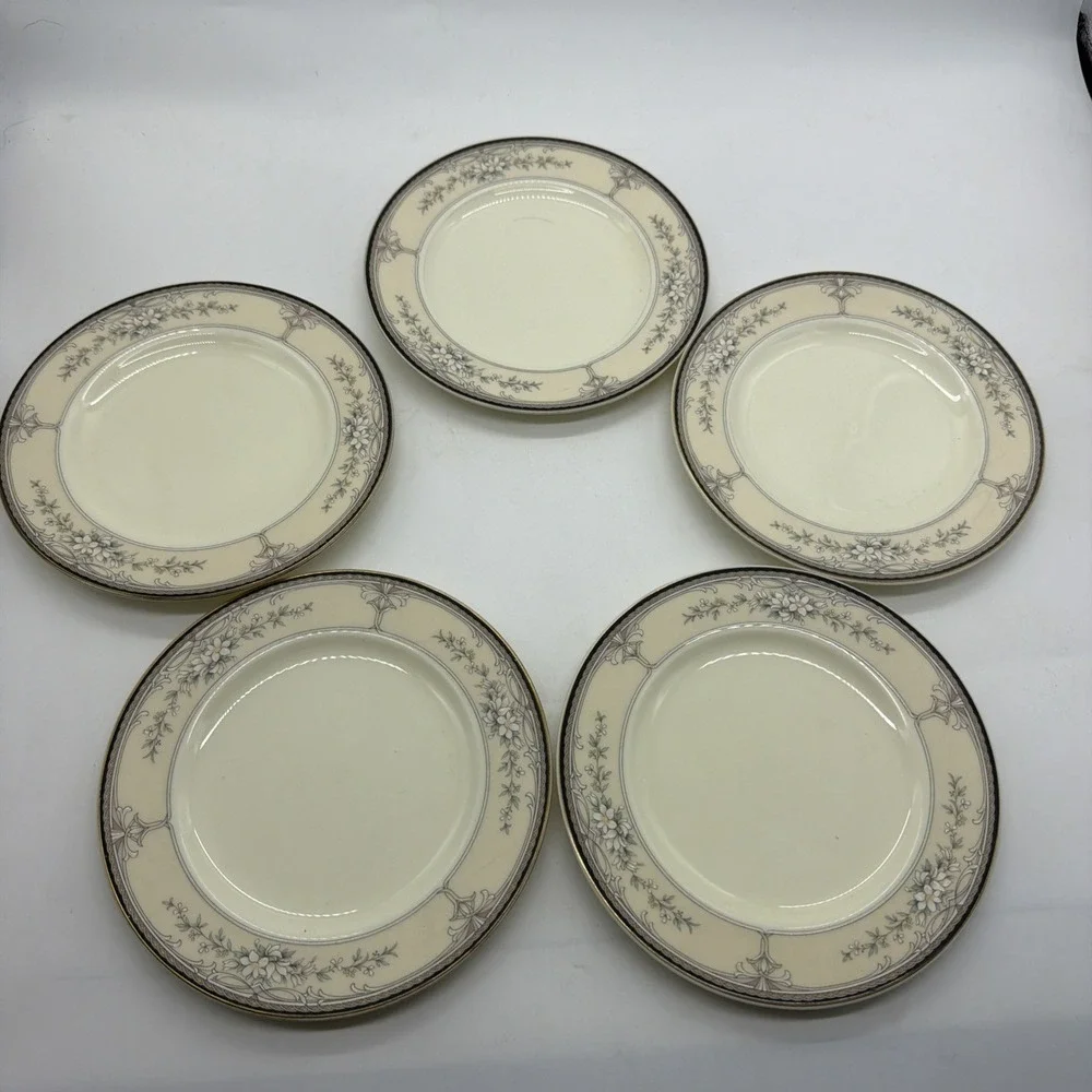 NORITAKE CHURCHILL 9750 SET OF 5 BONE CHINA BREAD & BUTTER‎ PLATES - 6 inch